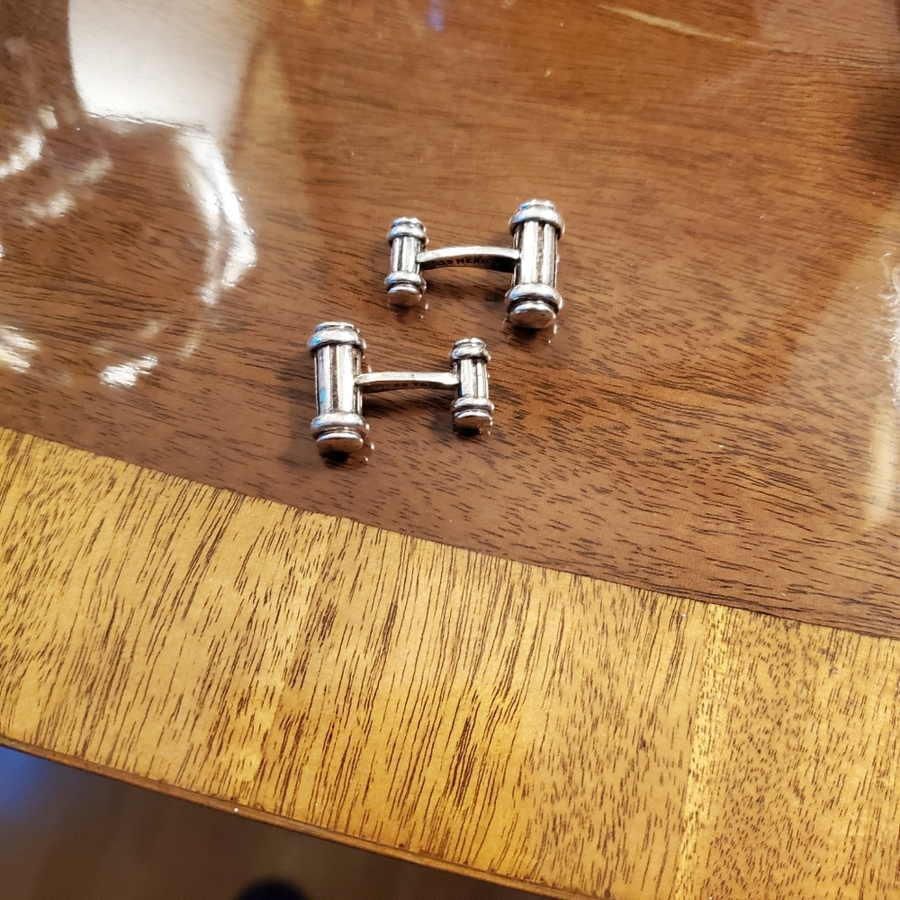 VINTAGE Tiffany & Co. 1995 925 Sterling Silver Atlas Column Bar Groove Cufflinks - Picture 4 of 5
